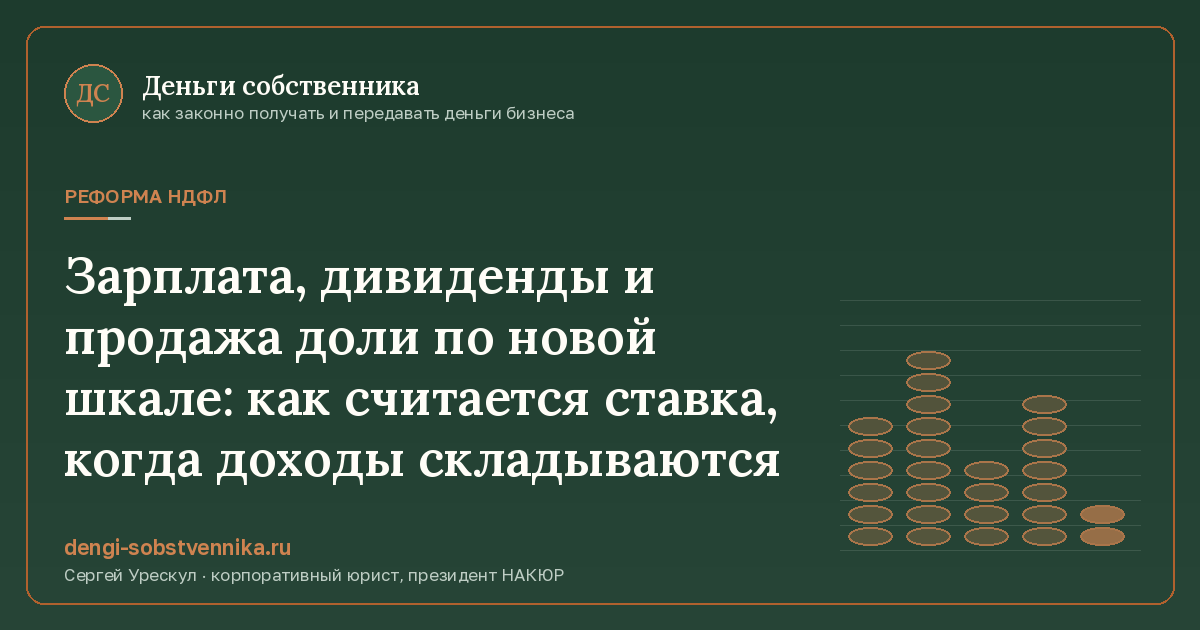 Зарплата, дивиденды и продажа доли по новой шкале: как считается ставка, когда доходы складываются - иллюстрация к материалу раздела «Реформа НДФЛ»