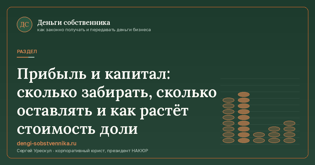 Прибыль и капитал: сколько забирать, сколько оставлять и как растёт стоимость доли - обложка раздела сайта «Деньги собственника»