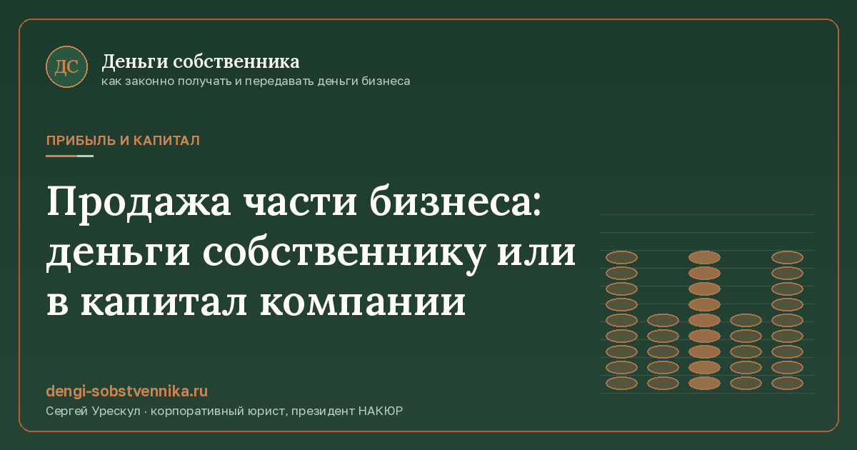 Продажа части бизнеса: деньги собственнику или в капитал компании - иллюстрация к материалу раздела «Прибыль и капитал»